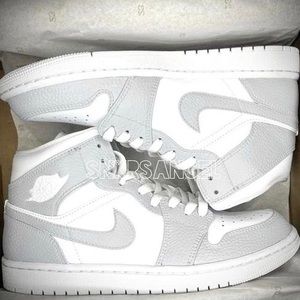 Nike custom air jordan 1 mid sneakers light gray